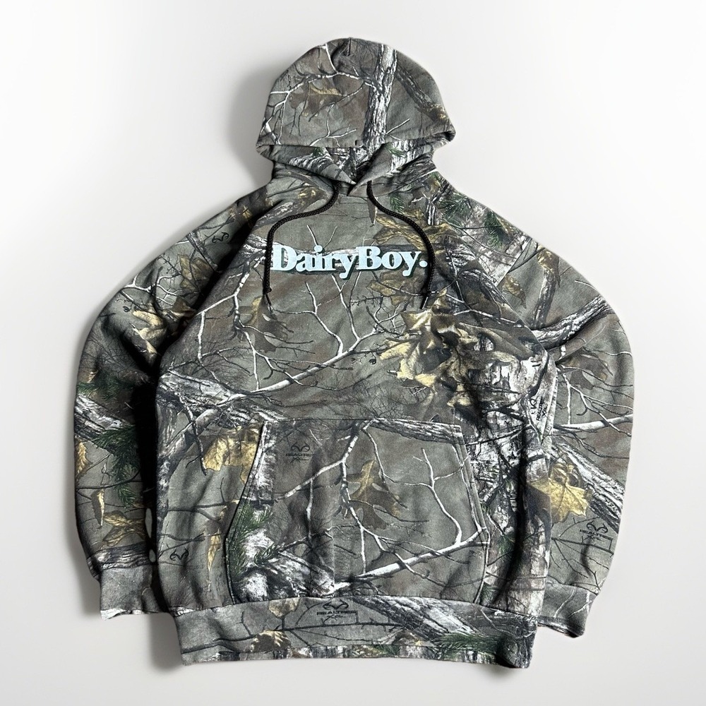 Dairy Boy Boyfriend Camo Hoodie Womens Medium Oversized Sweatshirt Paige Lorenze